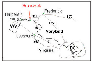 Map showing the location of Brunswick